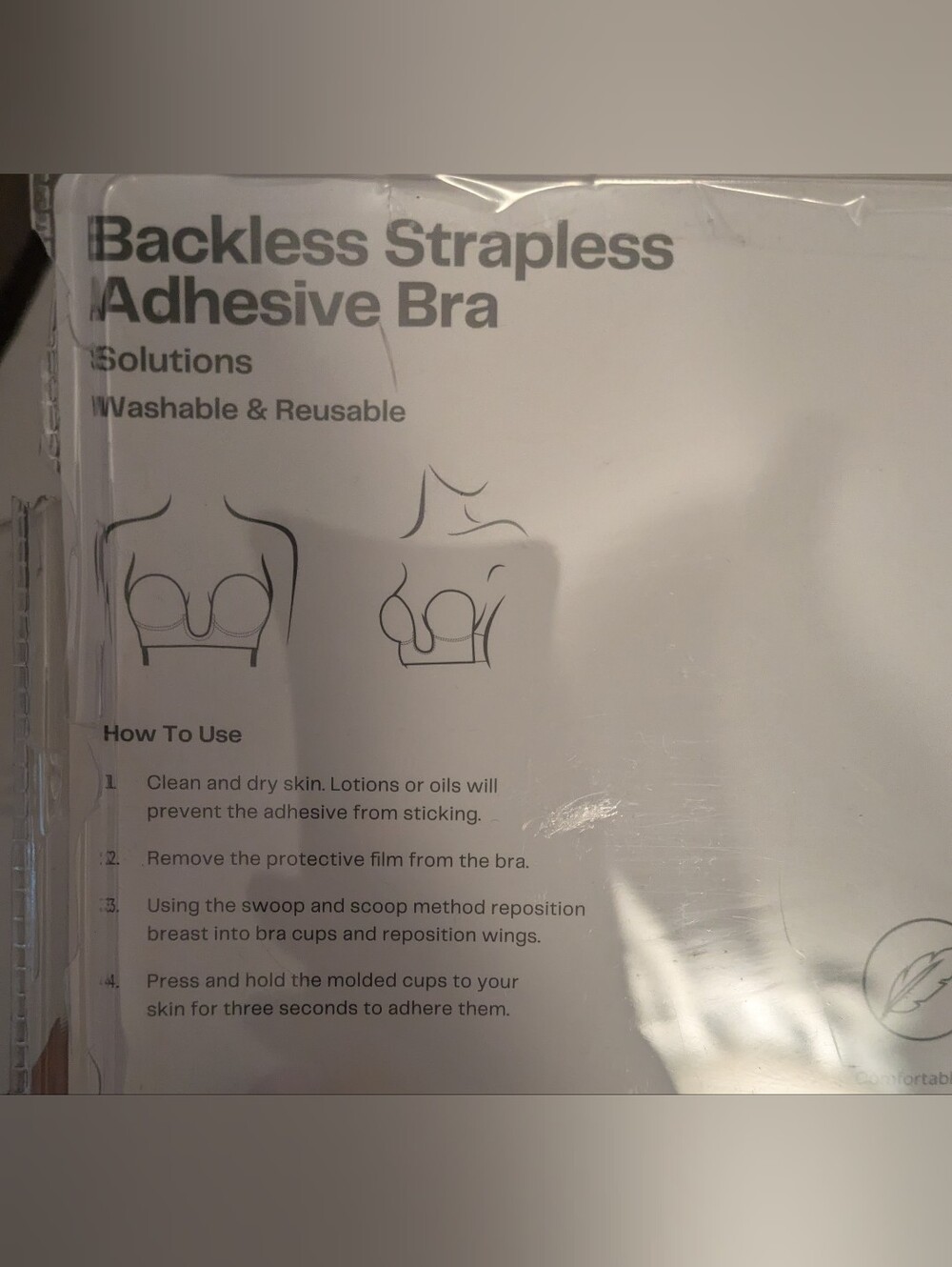 Nordstrom Black Backless Strapless Adhesive Bra - U-Plunge D Cup - Picture 3 of 3